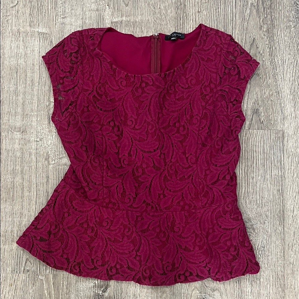 The Limited Magenta Lace Peplum Blouse